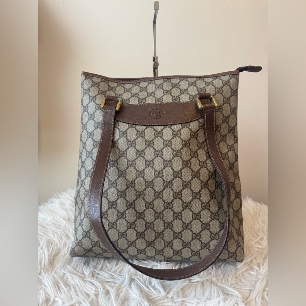Gucci GG Supreme Tote Bag PVC Leather